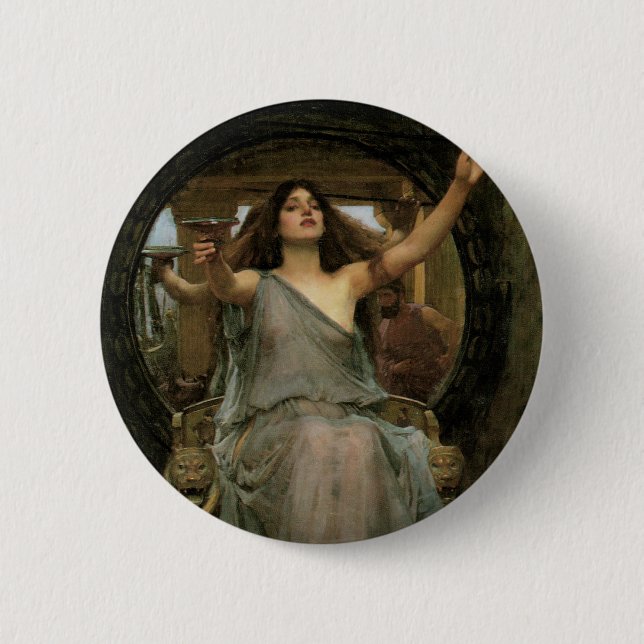 Circe Offering the Cup to Ulysses by JW Waterhouse 6 Cm Round Badge (Front)