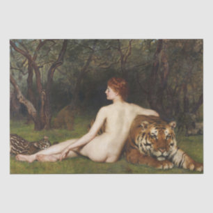 Circe (Woman With Wild Tiger) (by John Collier) Tissue Paper