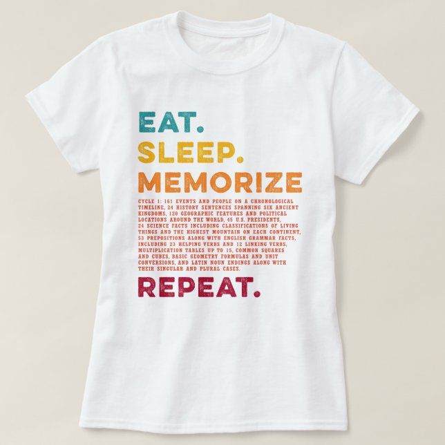 Circle 1 Homeschool Eat Sleep Memorise Repeat T-Shirt (Design Front)