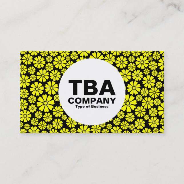 Circle - 8 Petals - Yellow on Black Business Card (Front)