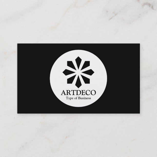 Circle - Art Deco - Black Business Card (Front)