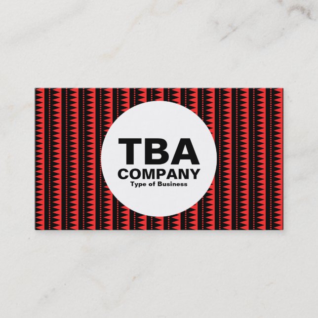 Circle - Aztec Pattern - Black on Red: ff2b2b Business Card (Front)
