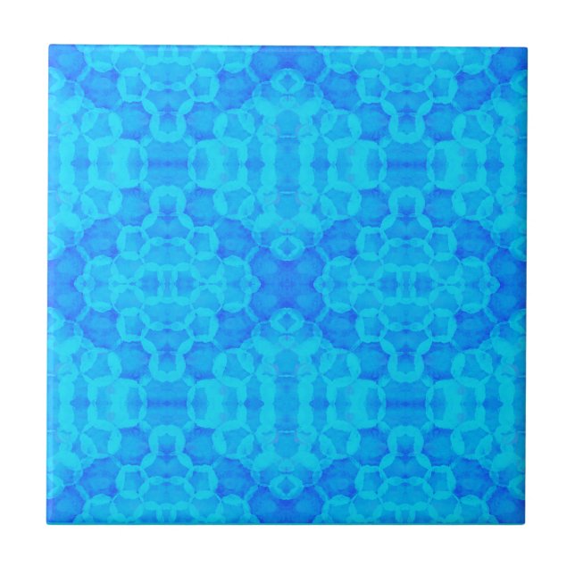 Circle Blobs Ocean Blue Water Tones Tile (Front)