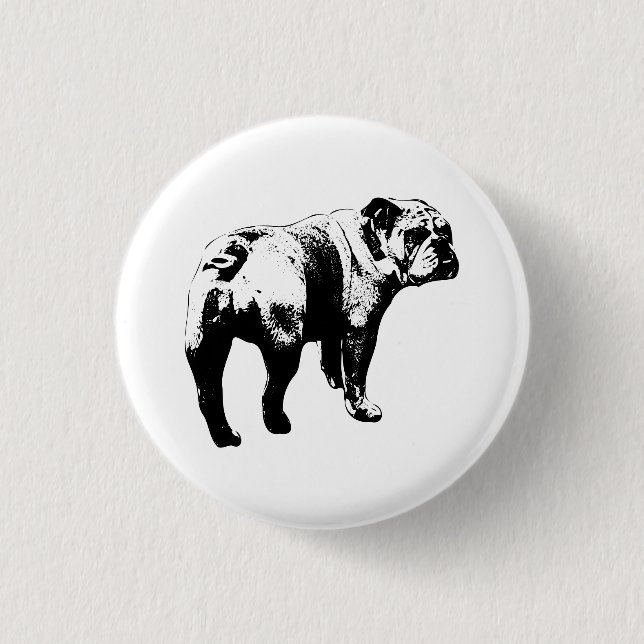 Circle Bulldog, Bold Look 3 Cm Round Badge (Front)