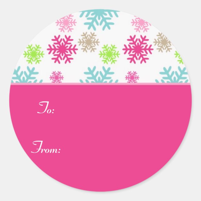 Circle Christmas Gift Tag Sticker Labels//Pink (Front)