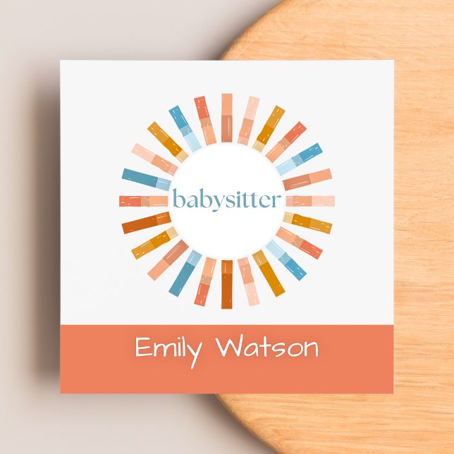 Circle Clothes Pins Blue and Peach IG Babysitter  Square Business Card (Creator Uploaded)