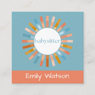 Circle Clothes Pins Blue and Peach IG Babysitter Square Business Card