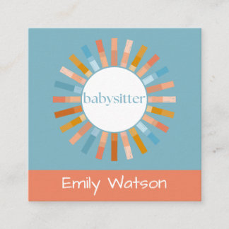 Circle Clothes Pins Blue and Peach IG Babysitter Square Business Card