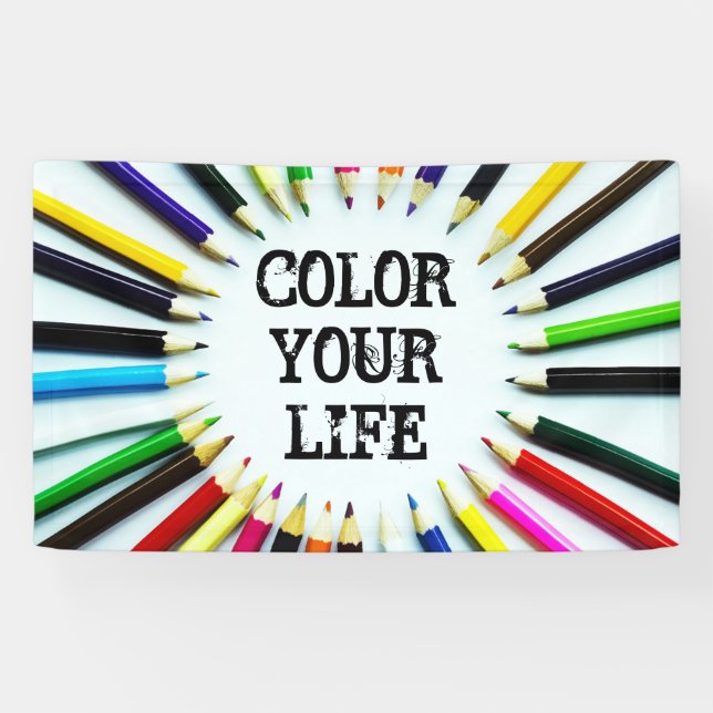 Circle colourful pencils / crayons + your ideas banner (Horizontal)