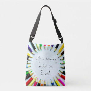 Circle colourful pencils / crayons + your ideas crossbody bag
