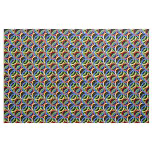 Circle, colourful, rainbow rings, dots on black fabric