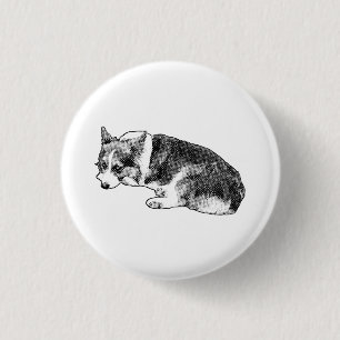 Circle Corgi, Soft Look 3 Cm Round Badge