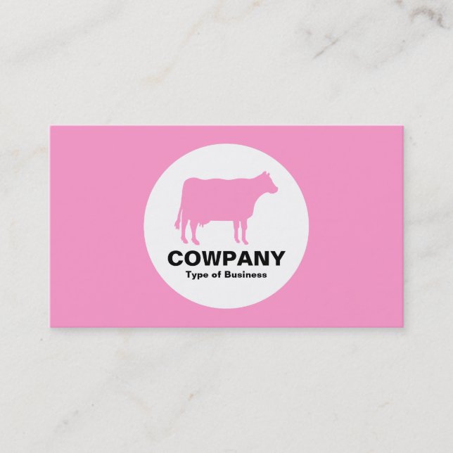 Circle - Cow - Pink Business Card (Front)