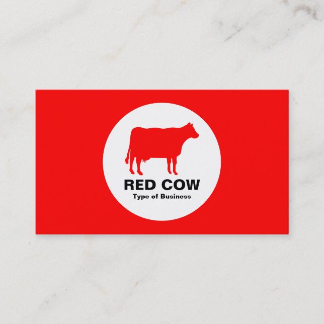 Circle - Cow - Red Business Card (Front)