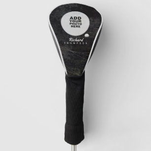 circle custom photo on black golf head cover
