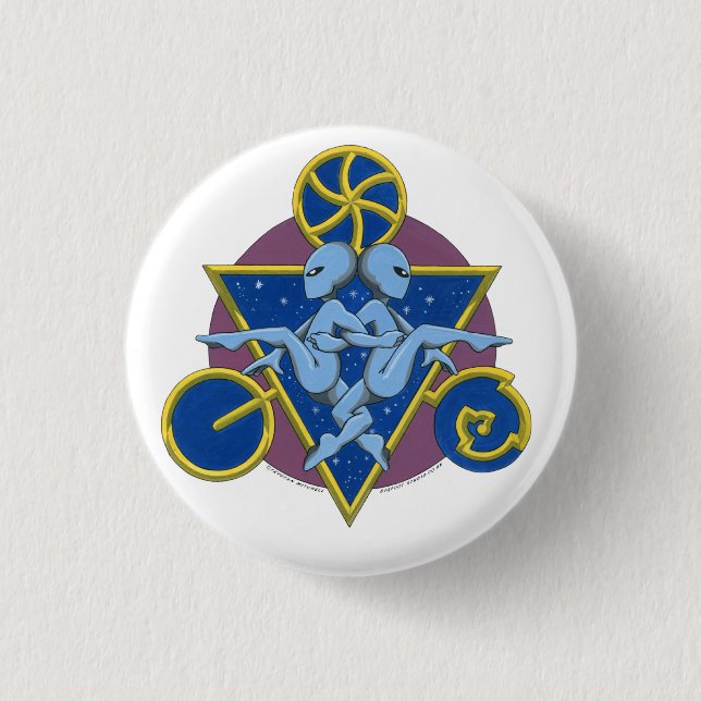 Circle Dancing Aliens 3 Cm Round Badge (Front)