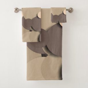 Circle Design Neutrals Bath Towel Set