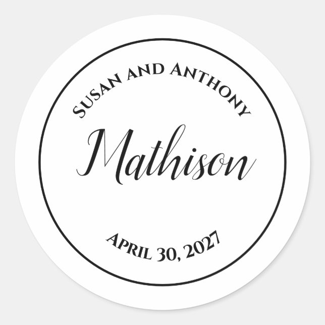Circle Design Personalised Wedding Stickers Seals (Front)