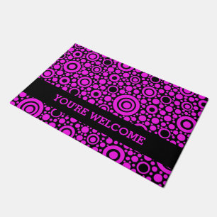 Circle & Dots grid pattern black + your backgr. Doormat