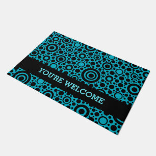 Circle & Dots pattern black + your backgr. & ideas Doormat