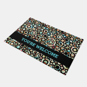 Circle & Dots pattern coloured + your backg. & ide Doormat