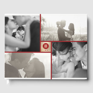 Circle Double Happiness 4 Photo Chinese Wedding Guest Book