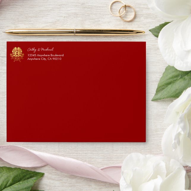 Circle double happiness flower chinese wedding envelope (Wedding)