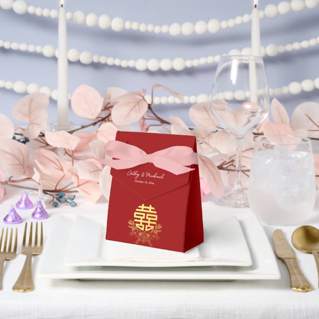 Circle double happiness flower chinese wedding favour box (Wedding)