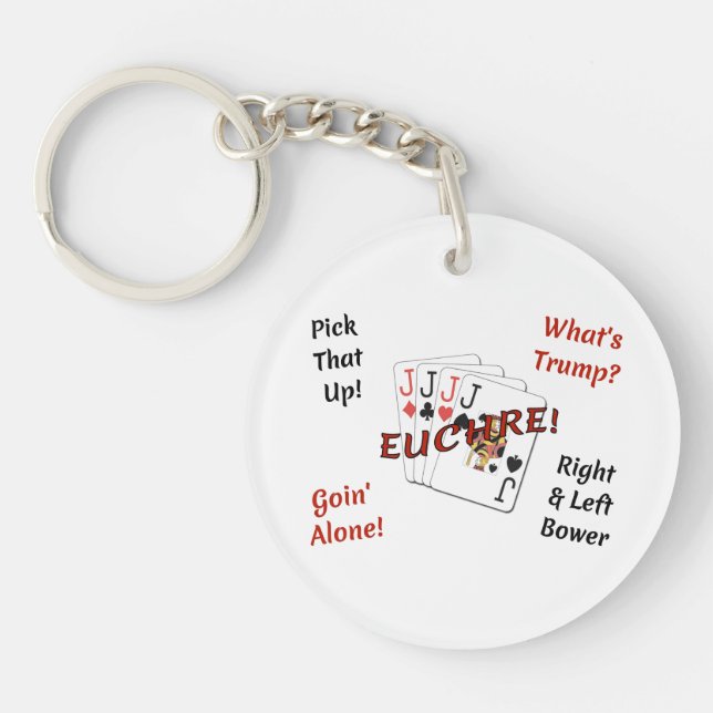 Circle Double-Sided Keychain - Euchre! (Front)