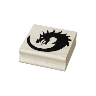 circle dragon silhouette art stamp