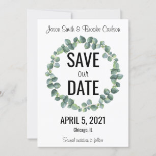 Circle Eucalyptus "Save our Date" Cards