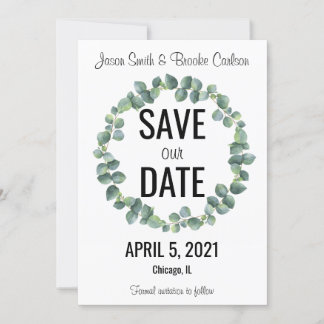 Circle Eucalyptus "Save our Date" Cards