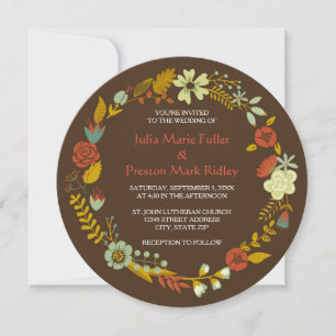 Circle Fall Wreath Design - Wedding Invitation