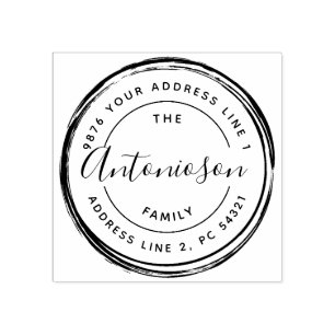 Circle Family Names return address Rubber Stamp