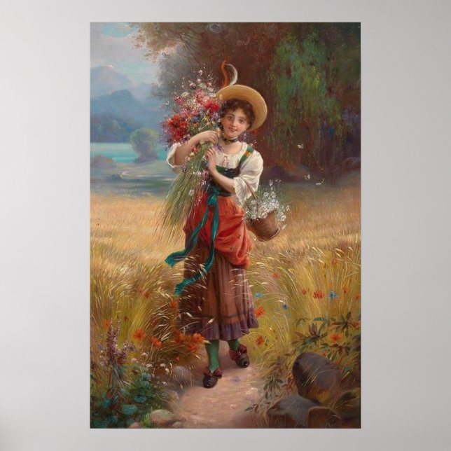 Circle Flower Girl by Hans Zatzka - poster (Front)