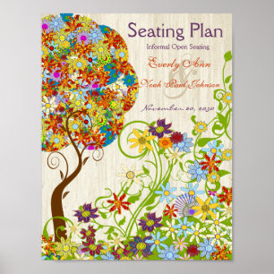 Circle Flower Tree Wood Grain background Poster