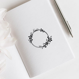 Circle Flowers Journal Frame  Rubber Stamp