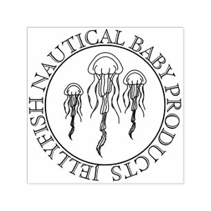 Circle Frame Cute Minimal Nautical Jellyfish Self-inking Stamp