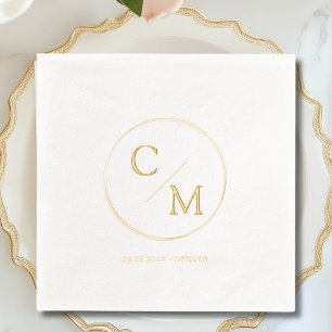 Circle Frame Monogram Foil Wedding Foil Napkins