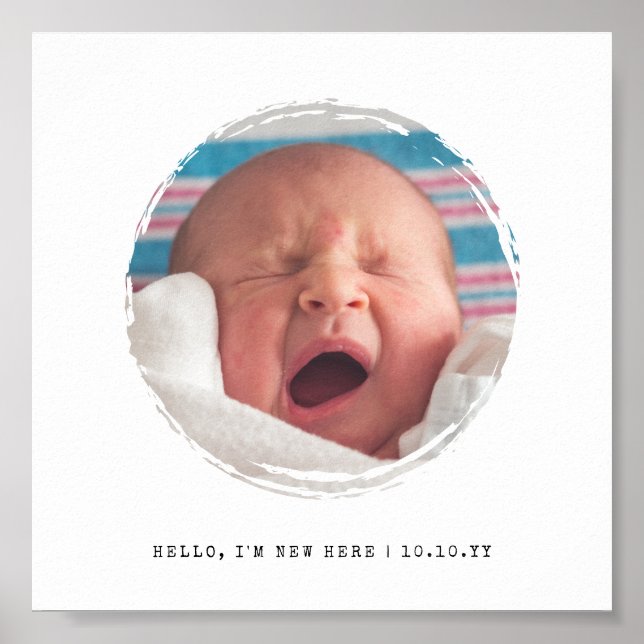Circle Frame Paint Splotch Photo New Baby Poster (Front)