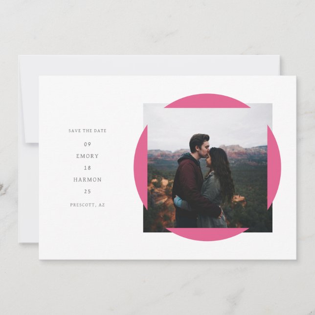 Circle Frame Save the Date card (Front)