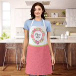 Circle Frame With Flowers Decoration Apron<br><div class="desc">Circle with leaves and flowers decoration in natural colours with the word Mum's Kitchen Est. 20XX. Perfect uniform for your business, a great way to present yourself to your clients or also a suitable personal gift for her for mother's day, Christmas and birthday. You could personalise the text and design...</div>