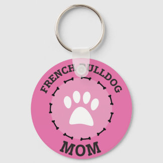 Circle French Bulldog Mum Badge Key Ring