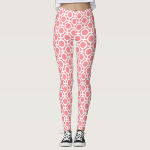 Circle Geometric Pattern on Light Coral Pink Leggings