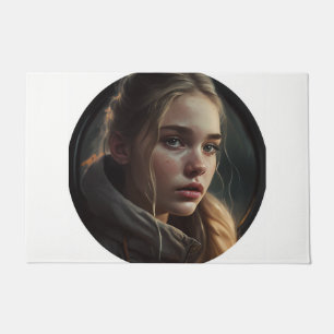 Circle girl doormat