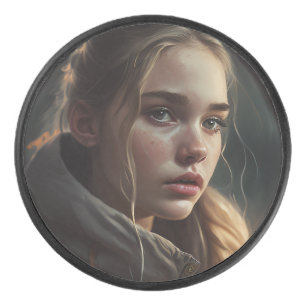 Circle girl hockey puck