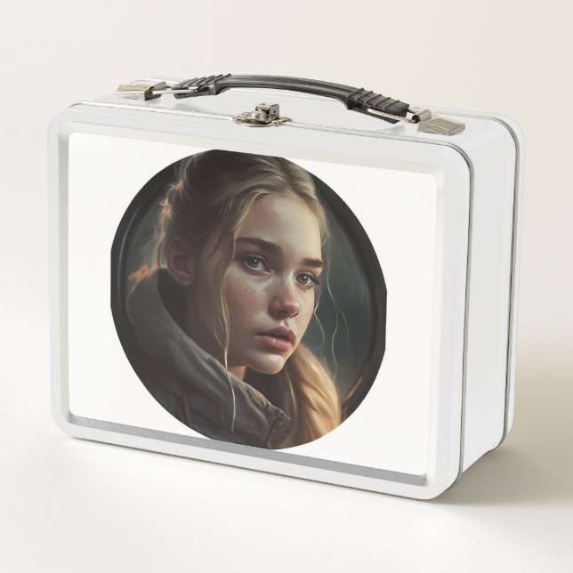 Circle girl metal lunch box (Front)
