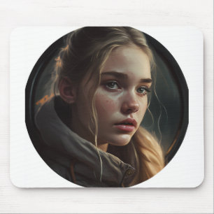 Circle girl mouse mat
