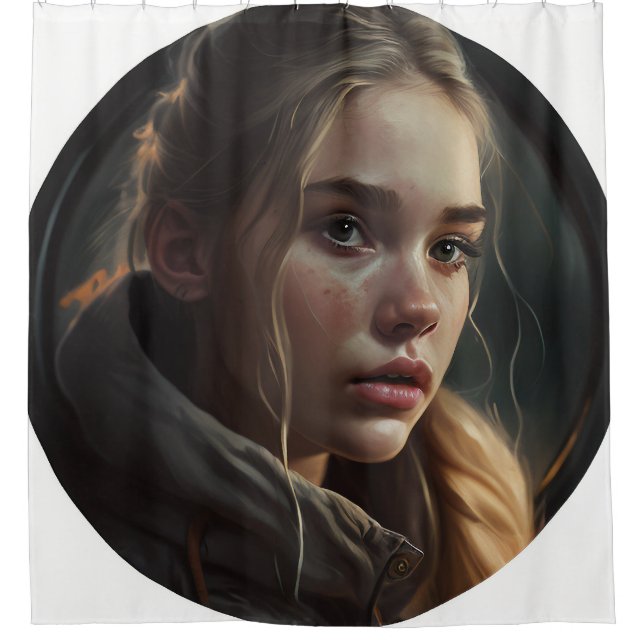 Circle girl shower curtain (Front)
