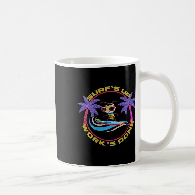 Circle Graphic Apparel surf's Up Work's Done'  Coffee Mug (Right)
